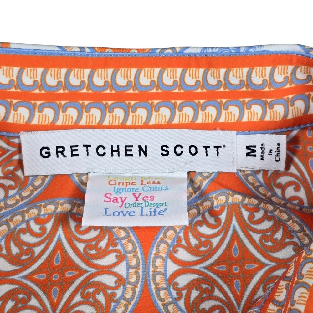 Gretchen Scott Circle Of Love Orange Jungle Symphony Boyfriend Shirt Women's M - Picture 3 of 7